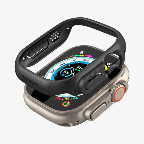 ACS05458 - Apple Watch Ultra (Apple Watch (49mm)) Case Thin Fit in black showing the front